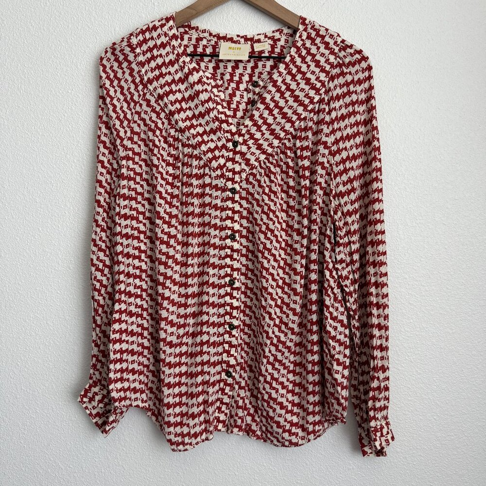 Anthropologie Maeve Avignon Scotty Dog Print Button Blouse